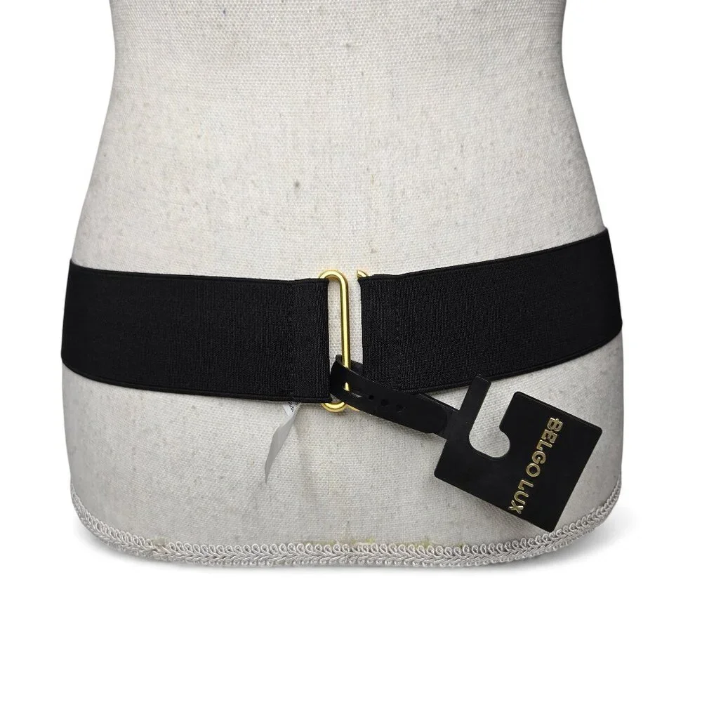 NWT Belgo Lux Gold‎ Metal Hardbody Panel Stretch Belt S/M